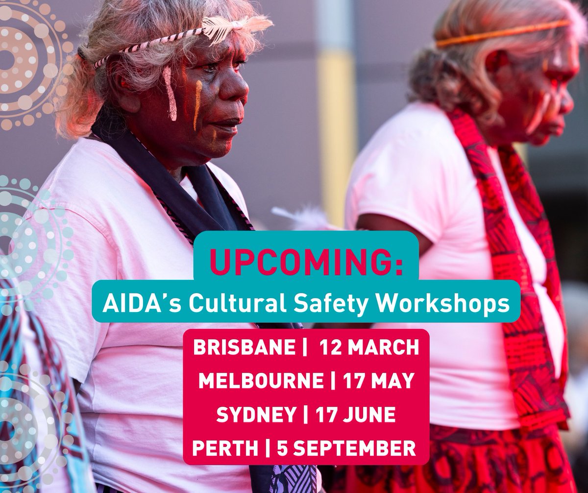 Join AIDA’s Clinical Application of Cultural Safety workshop – developed and delivered by Indigenous Doctors:
📅 Wednesday 12 March, 8:30am - 5:00pm

Can’t make it to Brisbane? No worries – we’ve got more workshops coming your way across Australia in 2025!