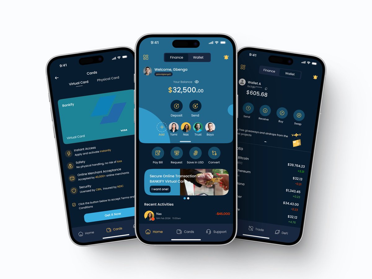 Finally decided to start posting my designs on here. Believe me it wasn’t easy. 😂

I’ll post my work because they’re good! Not for engagements! 

Designed an app that bridges traditional banking with the crypto world. What do you think? 🤞🏾