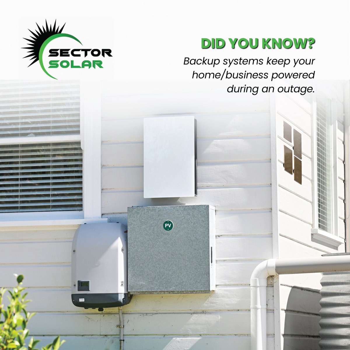 Our backup systems ensure you have a constant power supply, providing peace of mind and uninterrupted energy. Don't let power cuts disrupt your life—invest in a backup solution today. 🌞✨ 

Contact us now: sectorsolar.co.za