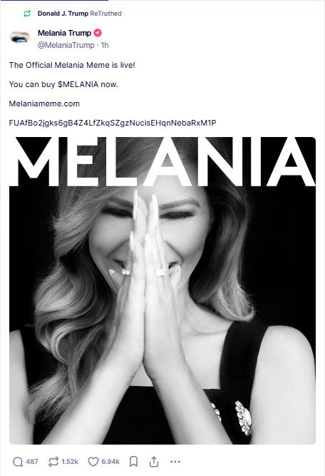 You didn’t Get $Melania $TRUMP ?

Send your $Sol address and see Tomorrow 😍

Repost + Follow 🚀🚀

First 6352 ( Save this post)