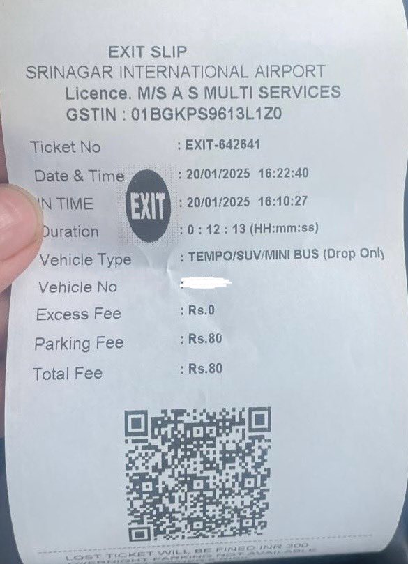 ShymaRauf's tweet photo. It’s outrageous how the fare at @SrinagarAirport keeps increasing after every drop-off, why are we charged so much &amp; what extra services are we provided for it? No other airport in the country charges a dime for same 1/3
@OmarAbdullah @RuhullahMehdi @sakinaitoo  @satishsharmajnk https://t.co/dtrqOxye61
