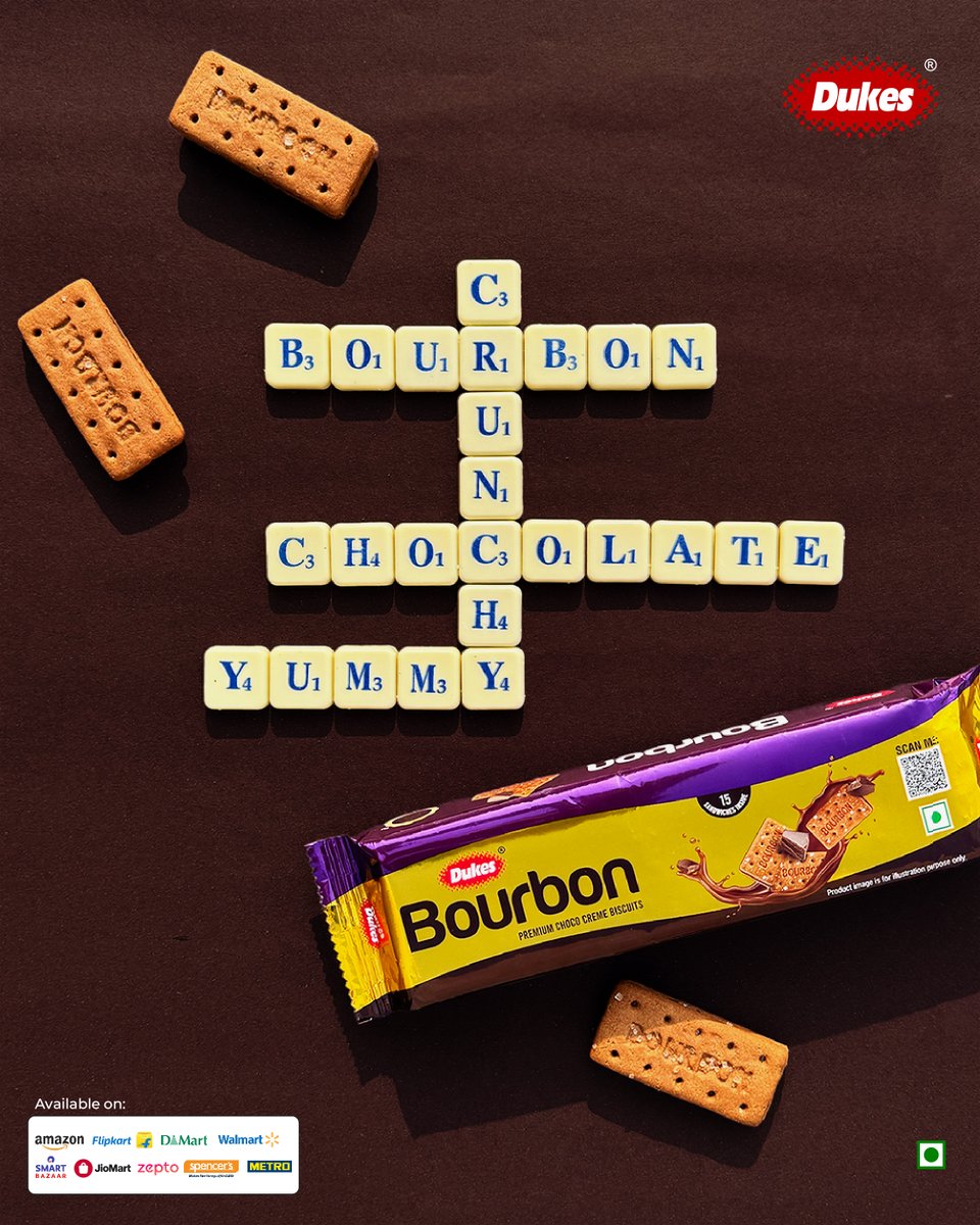 The kind of puzzle you solve with a bite.

#Bourbon #Biscuit #Chocolate #Tasty #Cravings #Dukes #Dukesindia #BourbonBiscuit