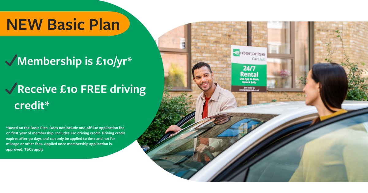 🚗We are excited to announce our NEW Basic Plan, you can join for £10/yr and get £10 driving credit*. More information here bit.ly/404tjp9

*Based on the Basic Plan. Does not include one-off £10 application fee on first year of membership. For full T&amp;Cs visit our website