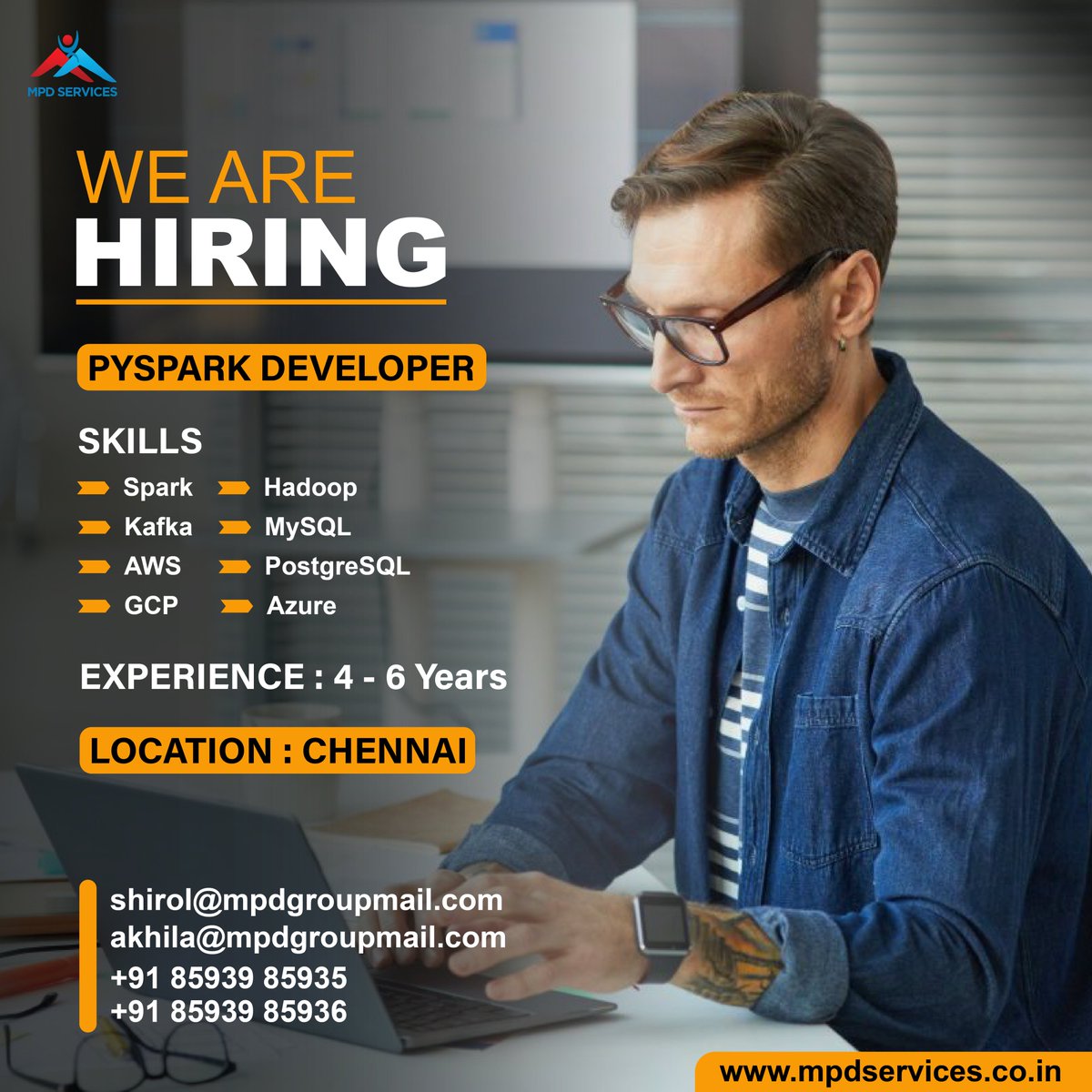 MPDSERVICES's tweet image. We Are Hiring: PySpark Developer 🚀

📍 Location: Chennai
🎯 Experience Required: 4-6 years

🔧 Skills Required:
PySpark &amp;amp; Spark
Kafka
AWS &amp;amp; GCP
MySQL

Apply Now

#PySparkDeveloper #ChennaiJobs #BigDataJobs #Spark #Kafka #AWS #GCP #MySQL #TechCareers #HiringNow #ITJobs