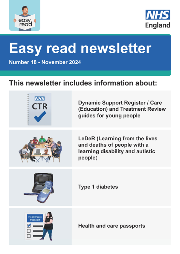 NHSAbility's tweet photo. Read our new easy read and plain English newsletter. 
We will love to hear your feedback, please complete the form.
Some of the things we talk about:  

    -what is LeDeR and why is it important   
    -diabetes  
    -health and care passports  

https://t.co/5KScnTjc5J https://t.co/QYMMrux9Ni