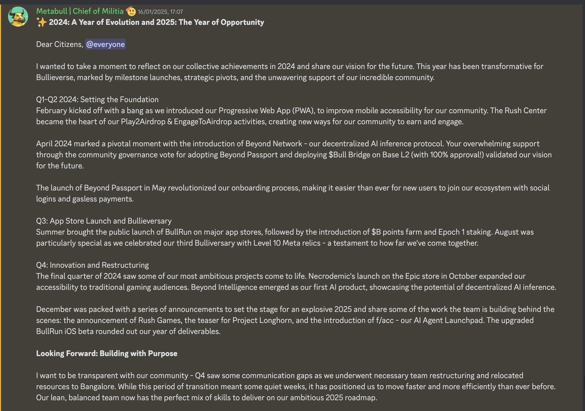 Meta_Bull's tweet image. 2024 Year in Review for @Bullieverse

Please take a moment to share your valuable feedback by completing this survey: docs.google.com/forms/d/e/1FAI…

Your input is essential to us, and this is your opportunity to make an impact on the future of Bullieverse.

I strongly believe 2025 will…