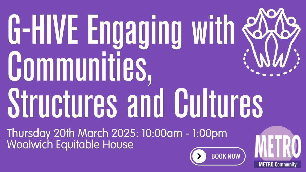 Free training opportunities in Greenwich! 🚨📝 
⭐ Engaging with Communities, Structures and Cultures
📆 Thursday 20th March 2025: 10:00am - 1:00pm, METRO Woolwich 
✨ Learn how to influence behaviours and create robust plans for engagement and influence.
buff.ly/4gBUS09