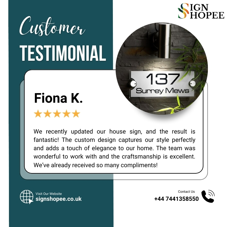 SignShopeeuk's tweet image. Absolutely love my new house sign It adds so much personality to my entrance and is top quality. Highly recommend🏡✨

Visit us: signshopee.co.uk
📞 Call: 7441358550

#housesign #customsigns #homeimprovement #signshopeeuk #personalizeddecor #housewarming #signshop