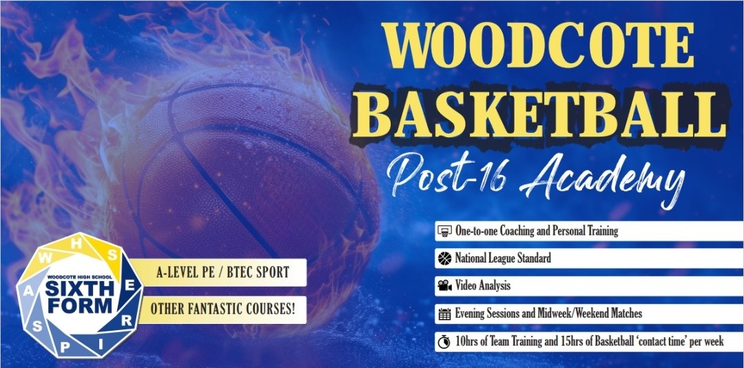 A fantastic opportunity for current year 11's to join our Basketball Academy. Please contact jhealey@woodcotehigh.org.uk for more information. 

#WeAreWoodcote #ASPIRE