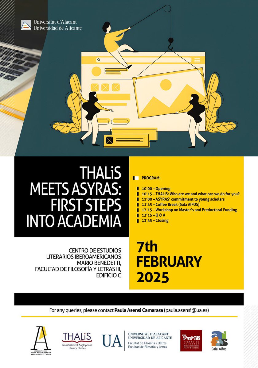 The session "First Steps Into Academia" will take place on February 7th! 
.
This activity is aimed at prospective PhD students and will focus on the tools they need to begin their journey, including information on where to publish, how to get funding, etc. See you there! 💛