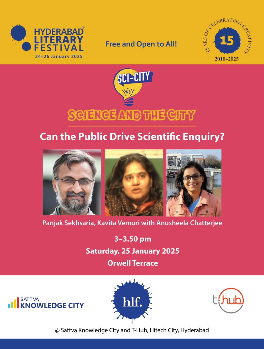 HydLitFest's tweet photo. Science and The City at #HLF2025 | FREE & OPEN TO ALL | Register now via https://t.co/SaFk9TdSaU
See you soon! #HyderabadLiteraryFestival #HydLitFest https://t.co/MHkvhyOraZ