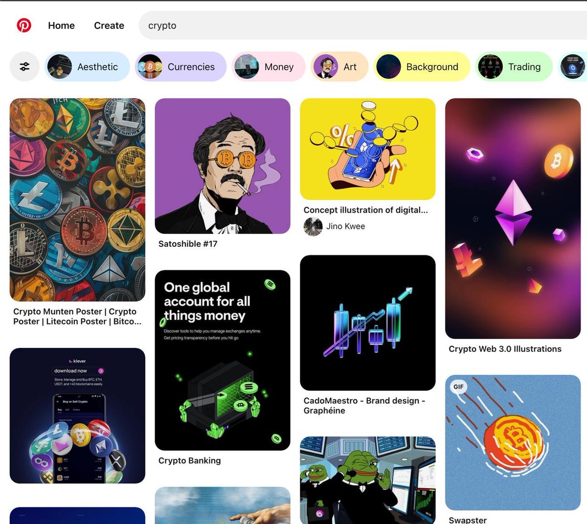 Type 'Crypto' into <a href="/Pinterest/">Pinterest</a> and see what pops up... 😜

Thanks for the heads-up, @0xmoodz!