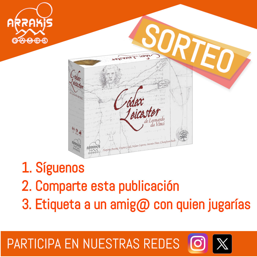 Esta semana llega a tiendas Códex Leicester de Leonardo da Vinci, el juego donde tratarás de igualar al maestro del Renacimiento y lo celebramos con un sorteo!!

Sigue los pasos para participar. Anunciaremos el ganador el lunes 27, suerte a tod@s! 
(Sorteo exclusivo para España)