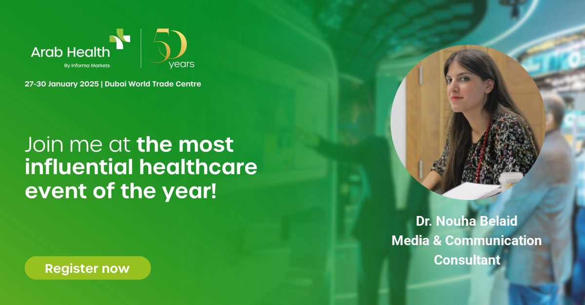 Don't miss your chance to connect with industry leaders and explore the latest innovations. Be part of the 50th Arab Health and join 60,000+ healthcare professionals and 3,800+ exhibitors from 180+ countries. 

#ArabHealth #MediaRelations #HealthCommunication #UAE