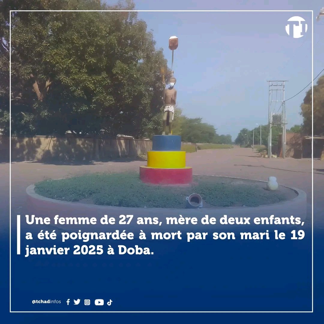 🚨FEMINICIDE DOBA:
Une femme âgée de 27 ans, mère de 2 enfants, a été mortellement poignardée à plusieurs coups de couteau par son mari.