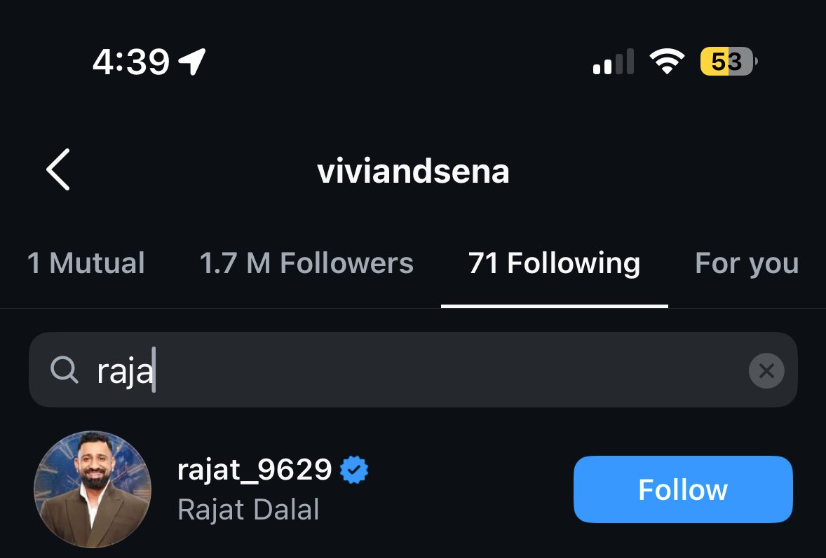 After Rajat followed Vivian, Vivian also followed #RajatDalal ❤️🫶🔥

Sbse phle vivian ne rajat ko follow or kisi ko nhi 😂😂🔥🔥

NEW BHAICHARA 🔥🔥

#VivianDsena #BiggBoss18