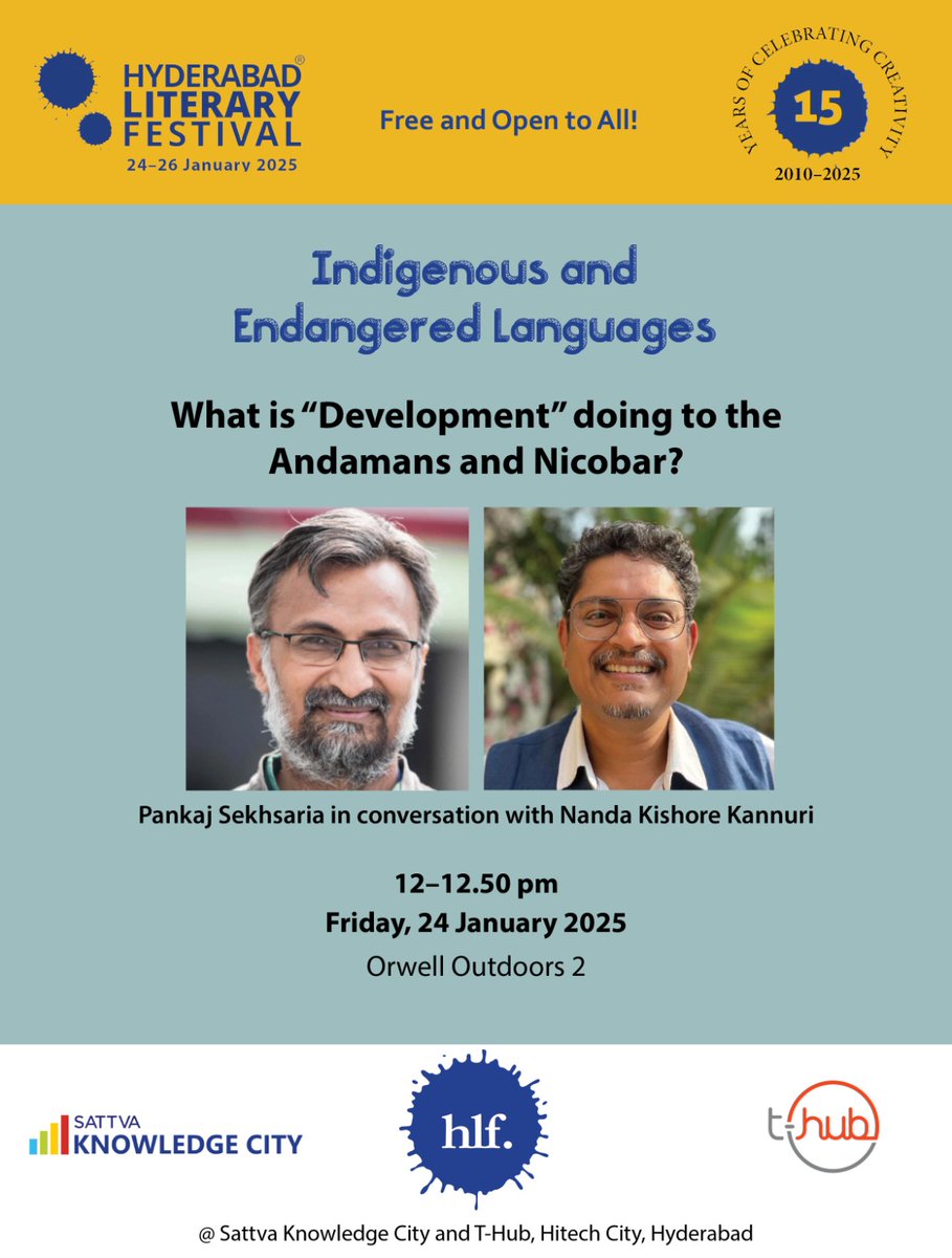 HydLitFest's tweet photo. Indigenous & Endangered Languages at #HLF2025 | FREE & OPEN TO ALL | Register now via https://t.co/SaFk9TdSaU
See you soon! #HyderabadLiteraryFestival #HydLitFest https://t.co/as1aaczw7Y
