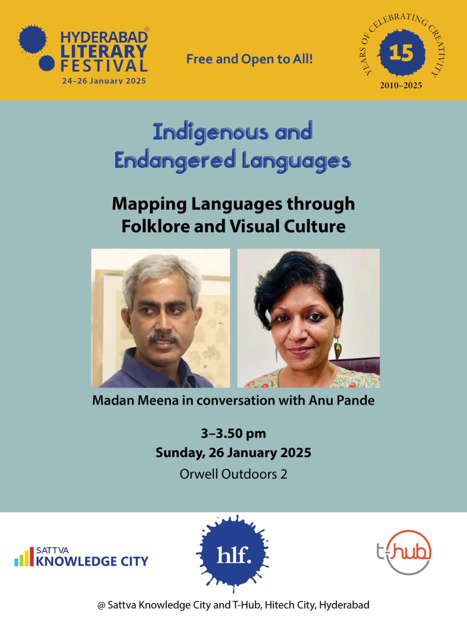 HydLitFest's tweet photo. Indigenous & Endangered Languages at #HLF2025 | FREE & OPEN TO ALL | Register now via https://t.co/SaFk9TdSaU
See you soon! #HyderabadLiteraryFestival #HydLitFest https://t.co/as1aaczw7Y