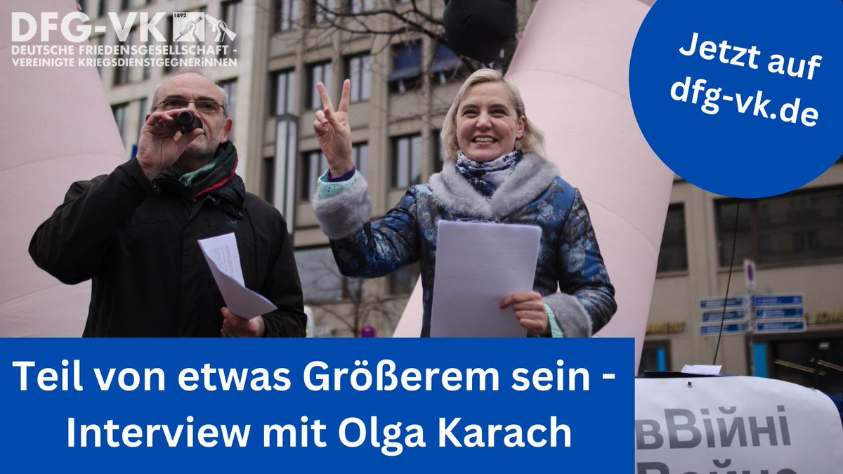 📢 Neues Interview mit Olga Karach!
Die belarussische Aktivistin teilt ihre Erfahrungen aus dem Exil, spricht über zivilen Widerstand und die Bedeutung des Engagements gegen Militarismus.
🌍 Lies das Interview auf unserer Website: dfg-vk.de

#Belarus #DFGVK #NoWar