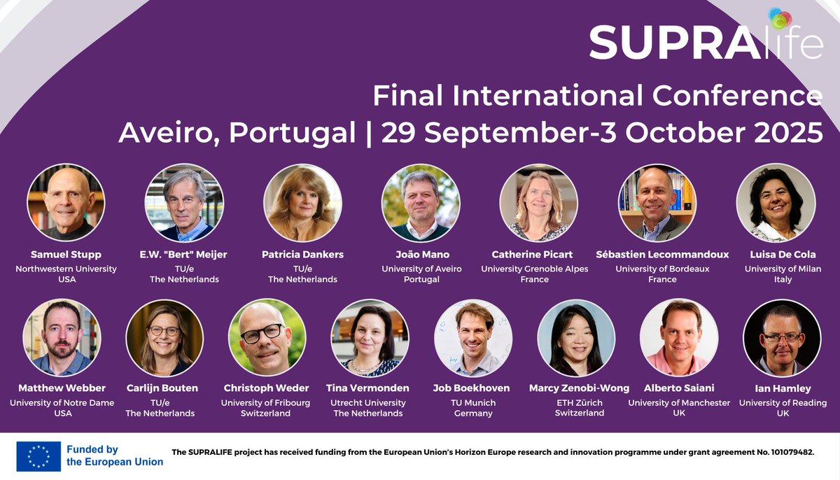 SupraLife (@supralife_eu) on Twitter photo ‼️#SAVE #THE #DATE‼️
👉#SupraLife #Final #Conference 🤩
📆29 Sept-3 Oct 2025
📍<a href="/UnivAveiro/">Universidade Aveiro</a>🇵🇹
🗣️ Fantastic line-up of plenary speakers 🤩
🔜Registration+abstract submission opening soon
🔗 supralife.eu/finalconference
🫵 Do not not miss the chance to join us and share your research! ‼️#SAVE #THE #DATE‼️
👉#SupraLife #Final #Conference 🤩
📆29 Sept-3 Oct 2025
📍<a href="/UnivAveiro/">Universidade Aveiro</a>🇵🇹
🗣️ Fantastic line-up of plenary speakers 🤩
🔜Registration+abstract submission opening soon
🔗 supralife.eu/finalconference
🫵 Do not not miss the chance to join us and share your research!