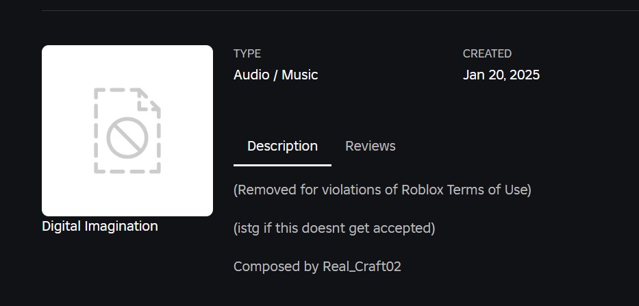 Starfall_Jamz's tweet image. I COMMISSIONED MY FRIEND FOR AN OST, YET IT GETS MODERATED CUZ OF VERY UNNOTICEABLE SIMILARITIES

WE TRIED CHANGING THE MELODY OF THE SYNTH AND THAT DOESNT FREAKING WORK, WHAT AM I SUPPOSED TO DO? I CANT KEEP SPENDING MONEY JUST FOR A 𝗦𝗜𝗡𝗚𝗟𝗘 OST

#Roblox #RobloxSupport