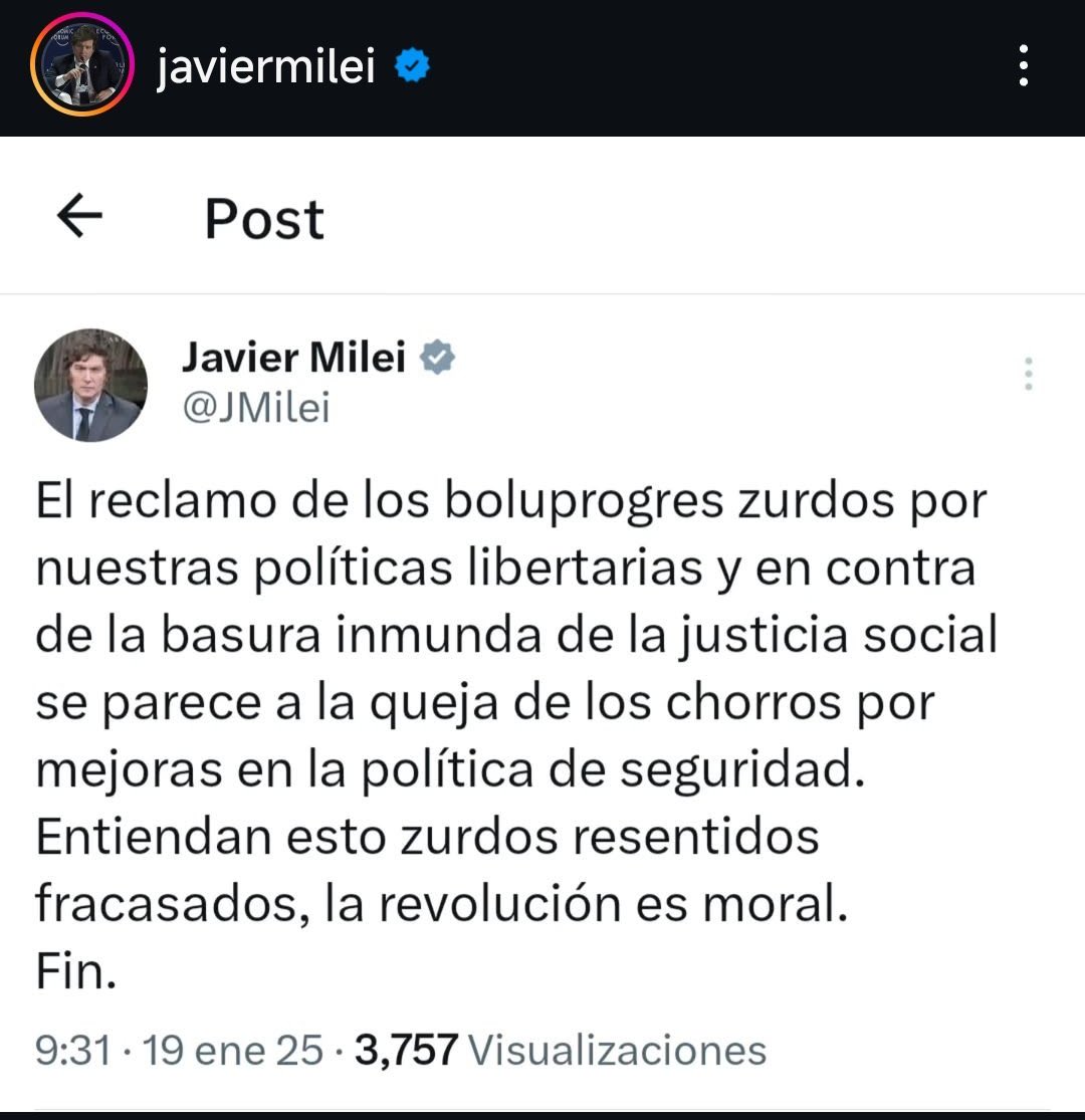 Yo se que este país está dado vuelta pero les juro que no es normal que un presidente hable así. Tampoco, deberíamos permitirlo y debería darnos vergüenza.