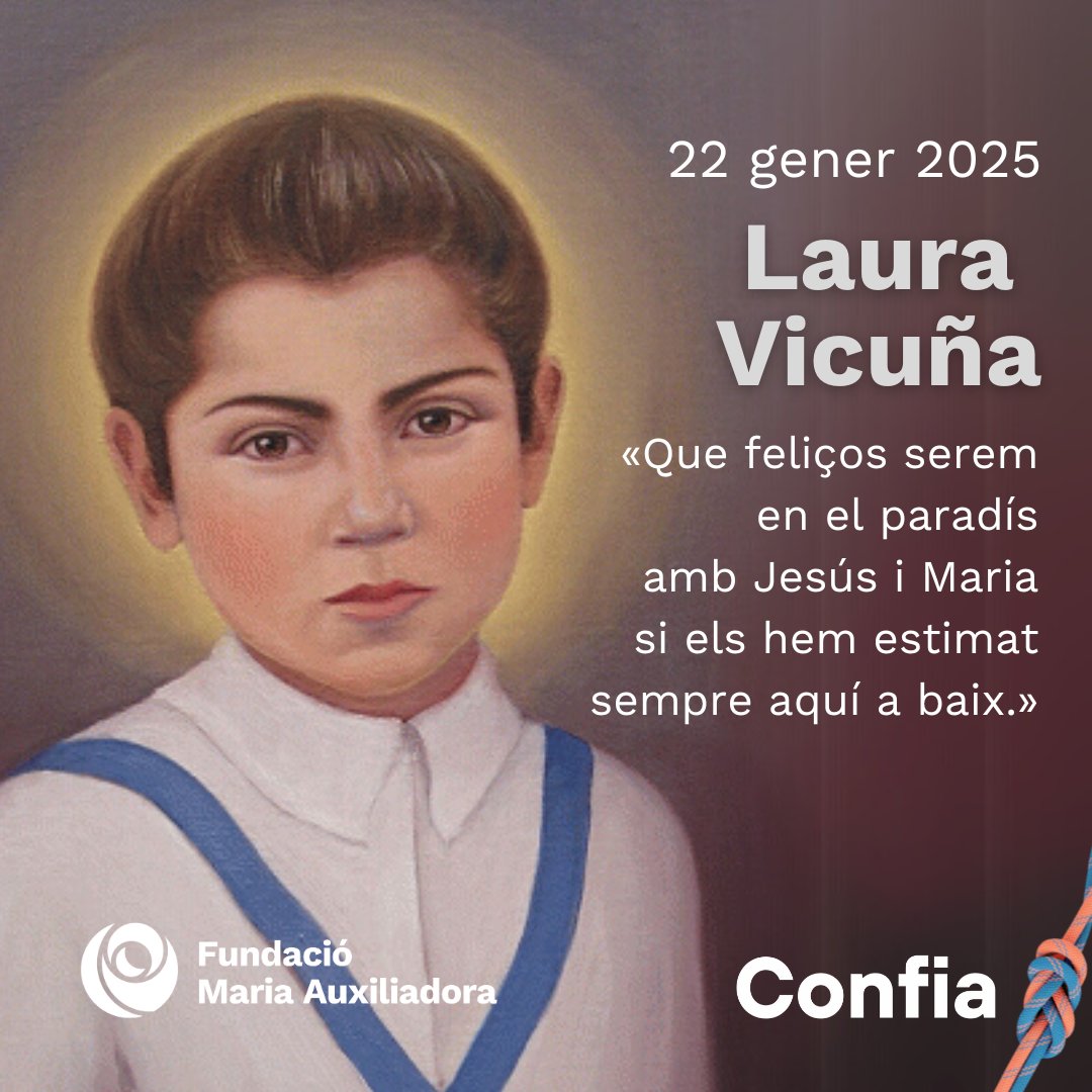 Avui, 22 de gener, celebrem la festa de Laura Vicuña 💙

Antiga alumna de les Salesianes de Junín de los Andes (Argentina) i migrant, ens inspira amb el seu exemple de vida, mostrant-nos que cadascun/a de nosaltres és essencial per transformar el món en un lloc millor. 
#Confia
