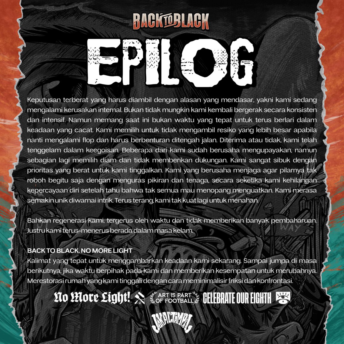 Pendakian terselesaikan. Kita telah sampai di akhir bagian, sampai berjumpa di buku baru, tepat di paragraf berikutnya dengan sampul dan isi cerita yang baru. 

Terimakasih telah berani tumbuh dan bergerak berpengaruh! Ayakso Guyaksub! 

Kami pamit ✋🏻