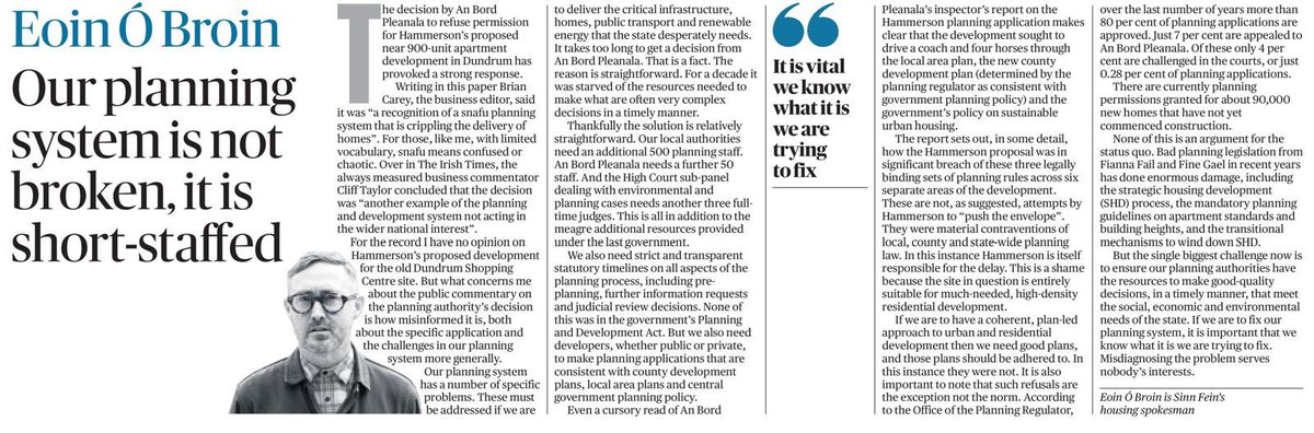 Eoin ร Broin (@eobroin) on Twitter photo If we are to fix planning, we need to know what the problem is.
Misdiagnosing the problem is in no oneโs interests.
Read my oped in <a href="/ST__Ireland/">The Sunday Times Ireland</a> ๐ If we are to fix planning, we need to know what the problem is.
Misdiagnosing the problem is in no oneโs interests.
Read my oped in <a href="/ST__Ireland/">The Sunday Times Ireland</a> ๐