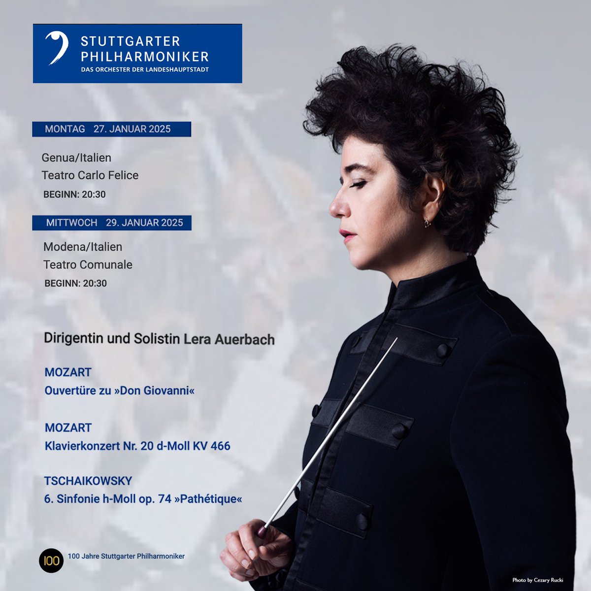 Celebrating the 100th Anniversary of the Stuttgart Philharmonic, we head to Italy next week for two remarkable concerts featuring timeless works of Mozart and Tchaikovsky.  #stuttgartphilharmoniker #LeraAuerbach #Mozart #Tchaikovsky #ClassicalMusic #Italy #Symphonic