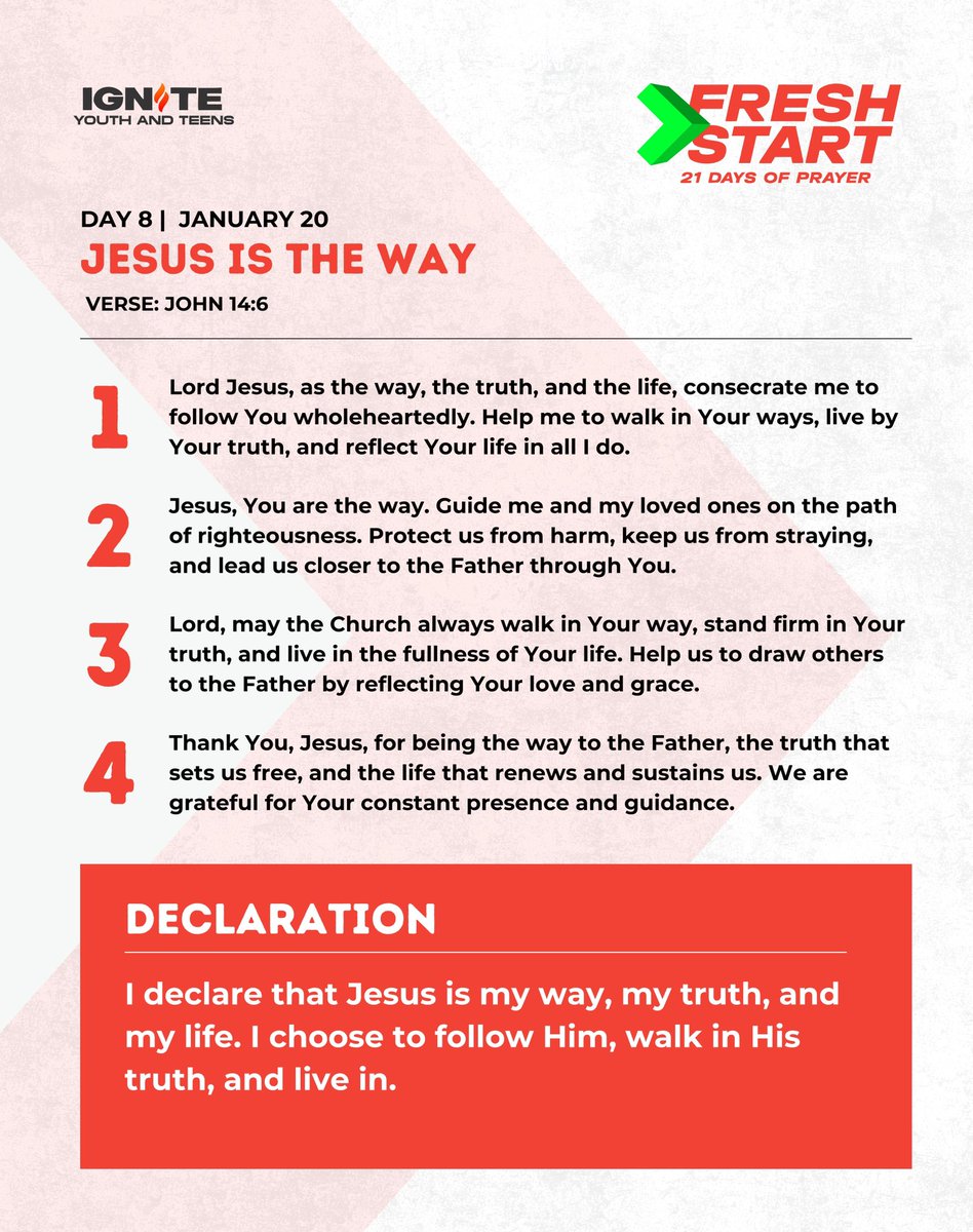 JESUS IS THE WAY, THE TRUTH AND THE LIFE.
#freshstart #WeAreICGC #RhemaTemple