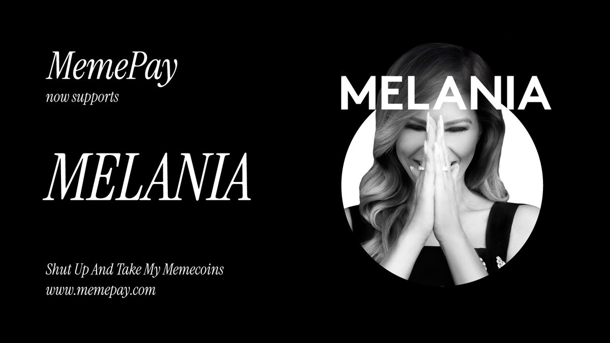 MemePay (@memepay) on Twitter photo MemePay now supports $MELANIA by <a href="/MELANIATRUMP/">MELANIA TRUMP</a>.
$MELANIA is intended to function as an expression of support for and engagement with the values embodied by the symbol MELANIA.
Spend your $MELANIA with 0 fees. Win unlimited crypto rewards, up to 420% cashback, and all kinds of MemePay now supports $MELANIA by <a href="/MELANIATRUMP/">MELANIA TRUMP</a>.
$MELANIA is intended to function as an expression of support for and engagement with the values embodied by the symbol MELANIA.
Spend your $MELANIA with 0 fees. Win unlimited crypto rewards, up to 420% cashback, and all kinds of