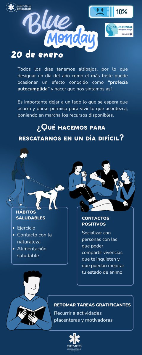 📌Desde SEMES Salud Mental y <a href="/divulgasemes/">divulgasemes</a> nos traen una serie de consejos para rescatarnos en un día difícil

#BlueMonday