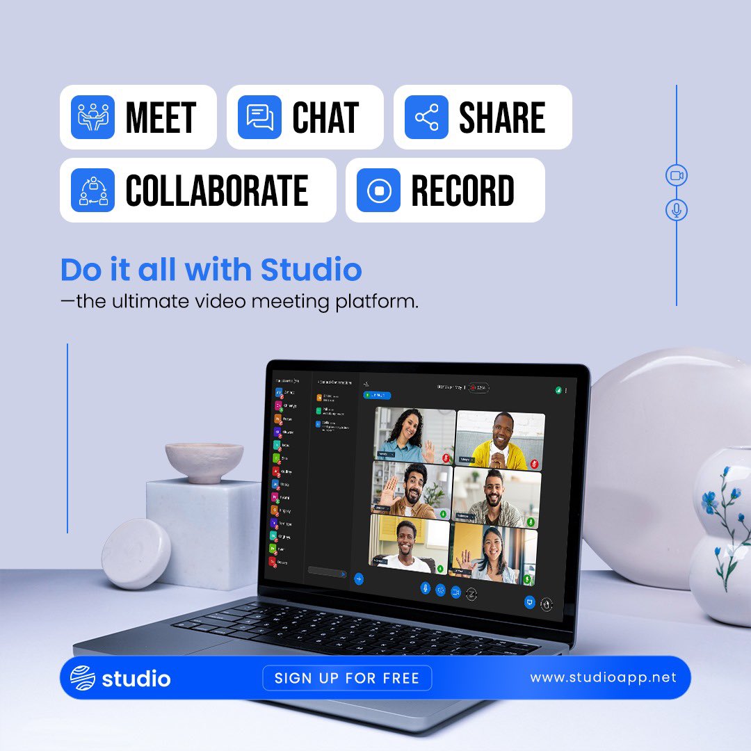 thestudio_app's tweet image. ￼
Elevate Your Meetings with Studio: The All-in-One Video Platform. Meet. Chat. Share. Collaborate. Record.
Do it all with Studio—the ultimate video meeting platform.
Sign up today for free account on Studio now.
studioapp.net. 

#StudioApp #VideoMeetings
