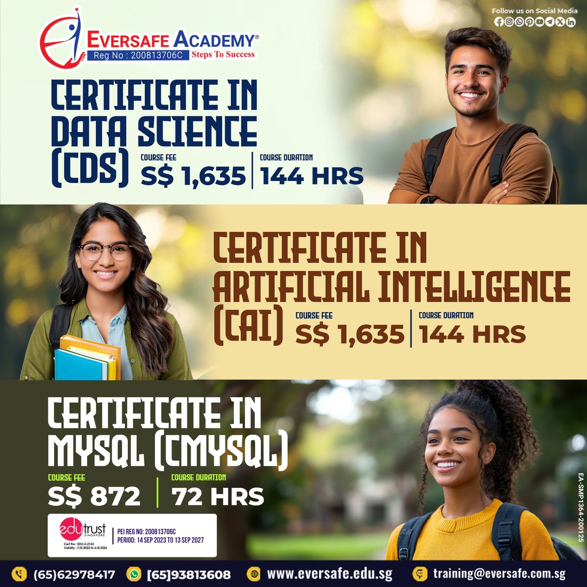 EversafeAcademy's tweet image. 💻 Break into the tech industry with the right certifications!
✅ WhatsApp: 📱 bit.ly/3JKmp0J
✅ Call: 📞 +6562978417
✅ Website: 🌐 eversafe.edu.sg/eversafe-acade… 
TechTraining #AIRevolution #LearnDataScience #MySQLSkills #DigitalTransformation #UpskillingJourney