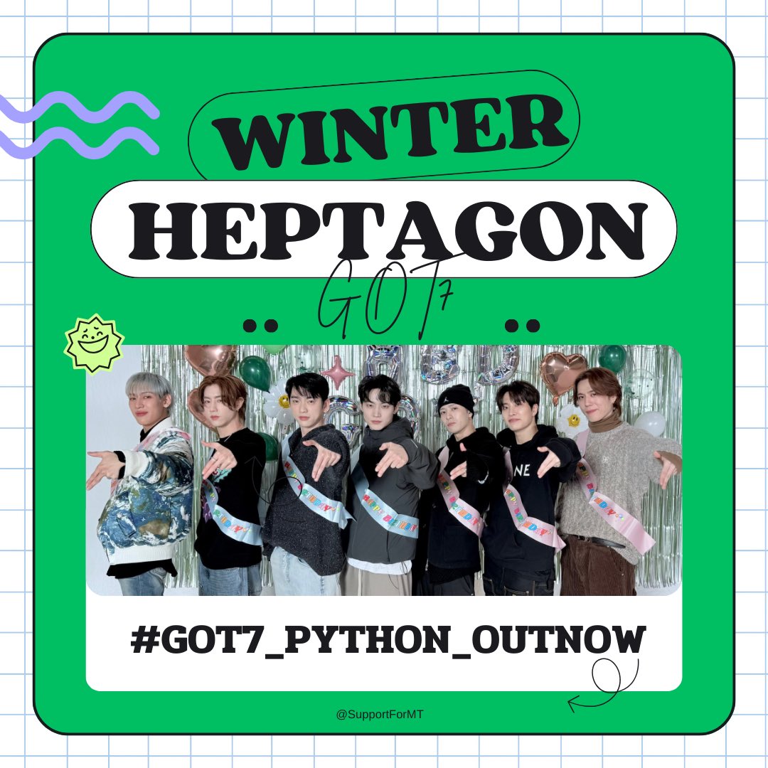 ตื่นเต้น ใกล้จะได้ฟังน้อง PYTHON แล้ววววว 🤩

GOT7 WINTER HEPTAGON EP
#GOT7_PYTHON_OUTNOW