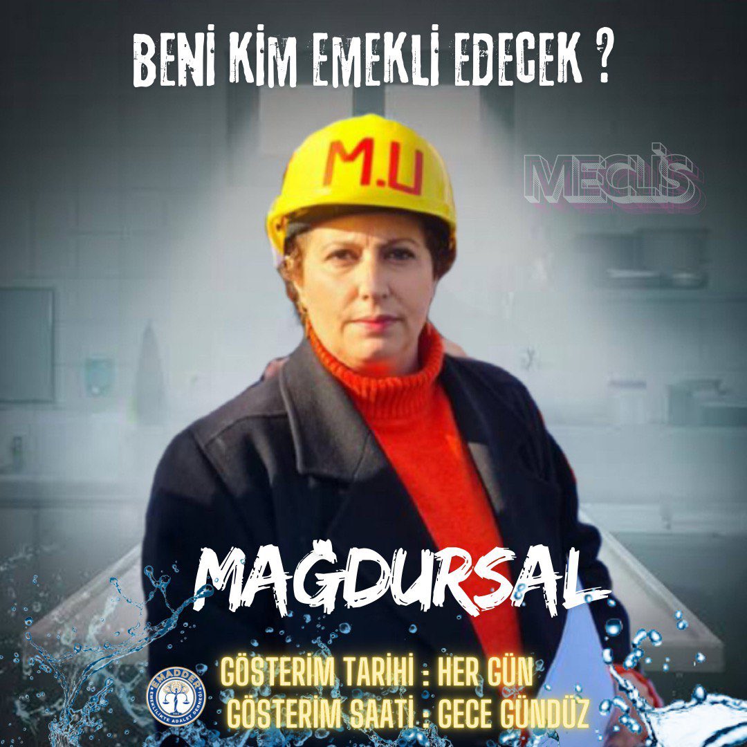 Devlet keyfi oy uğruna yasalar çıkarıyor‼️
Bir tarihle insanları ayrıştırıp ötekileştiriyor. Yaşıtlarımız emekli oldu peki 
👇👇👇👇👇👇👇👇
Bizi kim emekli edecek? 
Devlet mi❓
Kader mi ❓
Yoksa mezar mı❓

MAĞDURSAL 

Gösterim Tarihi: Hergün
Gösterim Saati: Gece Gündüz