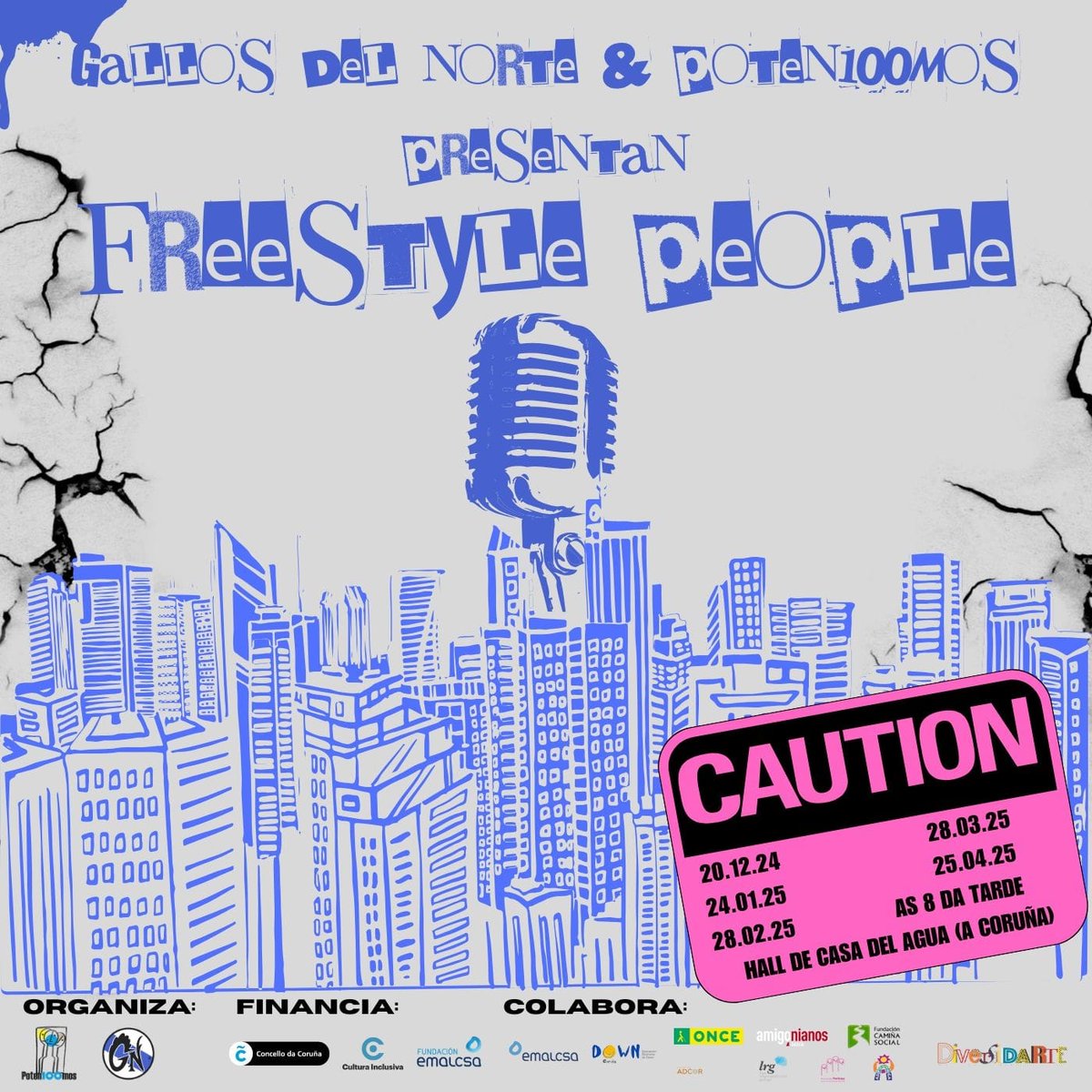 Fundación Emalcsa (@fundemalcsa) on Twitter photo Este venres ás 20h, volven as sesións #FreestylePeople con <a href="/poten100mos/">Plataforma DiversidArte</a> e <a href="/gallos_norte/">Gallos del Norte</a> no hall da Casa da Auga 🎤👏 Non o podes perder!
➡️ Este proxecto forma parte do programa Cultura Accesible e Inclusiva da Fundación Emalcsa. Este venres ás 20h, volven as sesións #FreestylePeople con <a href="/poten100mos/">Plataforma DiversidArte</a> e <a href="/gallos_norte/">Gallos del Norte</a> no hall da Casa da Auga 🎤👏 Non o podes perder!
➡️ Este proxecto forma parte do programa Cultura Accesible e Inclusiva da Fundación Emalcsa.