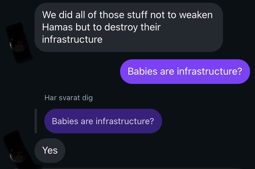 Nassreddin2002's tweet image. I had a discussion with an Israeli guy I know from uni

I must say I rather expected him to deny that Israel killed babies instead of whatever this is