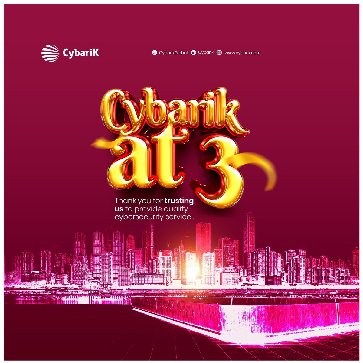 Celebrating Cybarik at 3🎉🎉🎉

On this day three years ago, I took the bold step to register my company in United Kingdom. It’s been three amazing years of growth ❤️

If you have benefited from me or Cybarik in the last three years, kindly join me to celebrate this small win ✨
