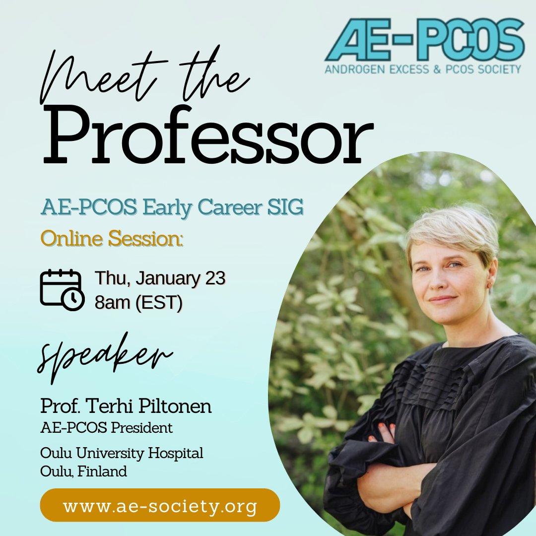 🗓️ January 23rd, 2025 at 8am EST (please check your own timezone!)

👉 Check your email for the invitation to the first "Meet The Professor" event of 2025, featuring the AE-PCOS Society's new President ✨🤩 Professor <a href="/terhip/">Prof. Terhi T Piltonen MD</a> of <a href="/UniOulu/">University of Oulu</a>, Finland 🇫🇮

🔗 ae-society.org