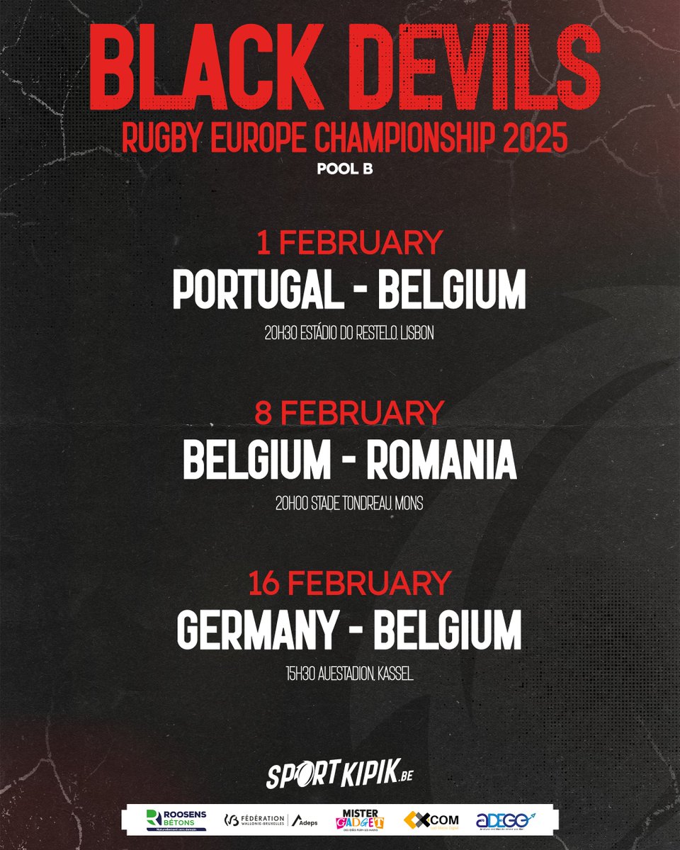 Est-ce bien nécessaire, mais petit rappel des matchs des Diables Noirs 🇧🇪 dans la poule B du Rugby Europe Championship, qualificatif pour la Coupe du Monde 2027. 2 victoires en 3 matchs et le billet pour l'Australie 🇦🇺 est en poche !