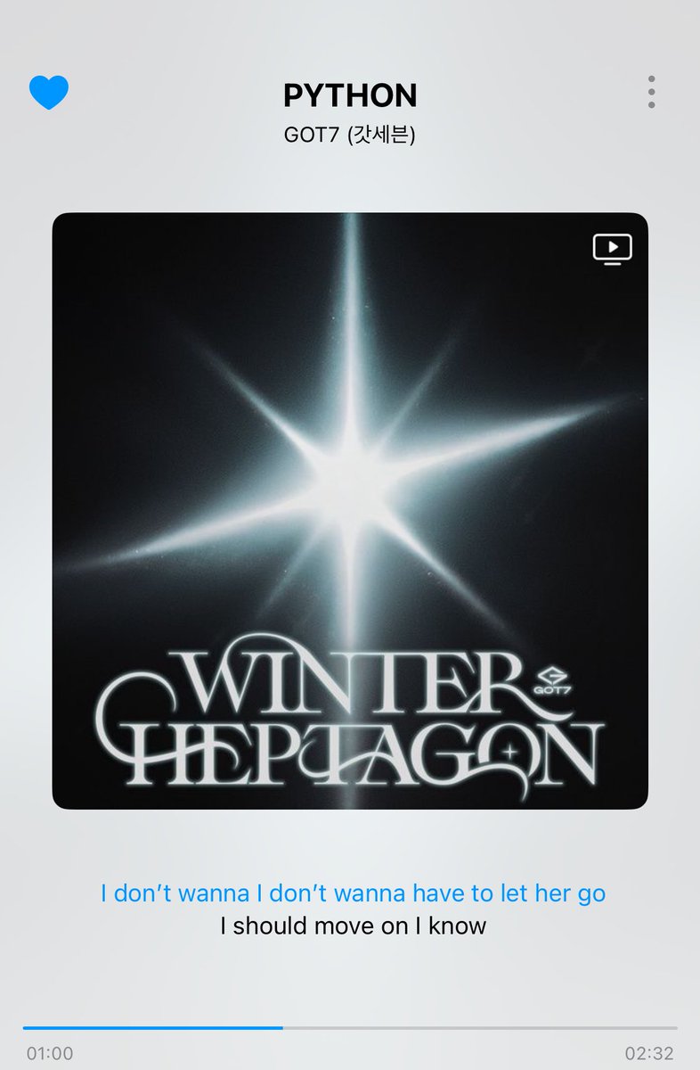 GOT7CBinfo's tweet photo. If you are streaming on Korean platforms remember to press the heart!💚

GOT7 WINTER HEPTAGON EP
#GOT7_PYTHON_OutNow 
#GOT7 #갓세븐 @GOT7 @GOT7Official https://t.co/OdzgPkyINP