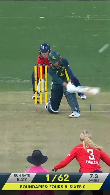 Phobe Litchfield dispatched one over the rope with a switch hit 📹 Credits: Twitter/cricketcomau