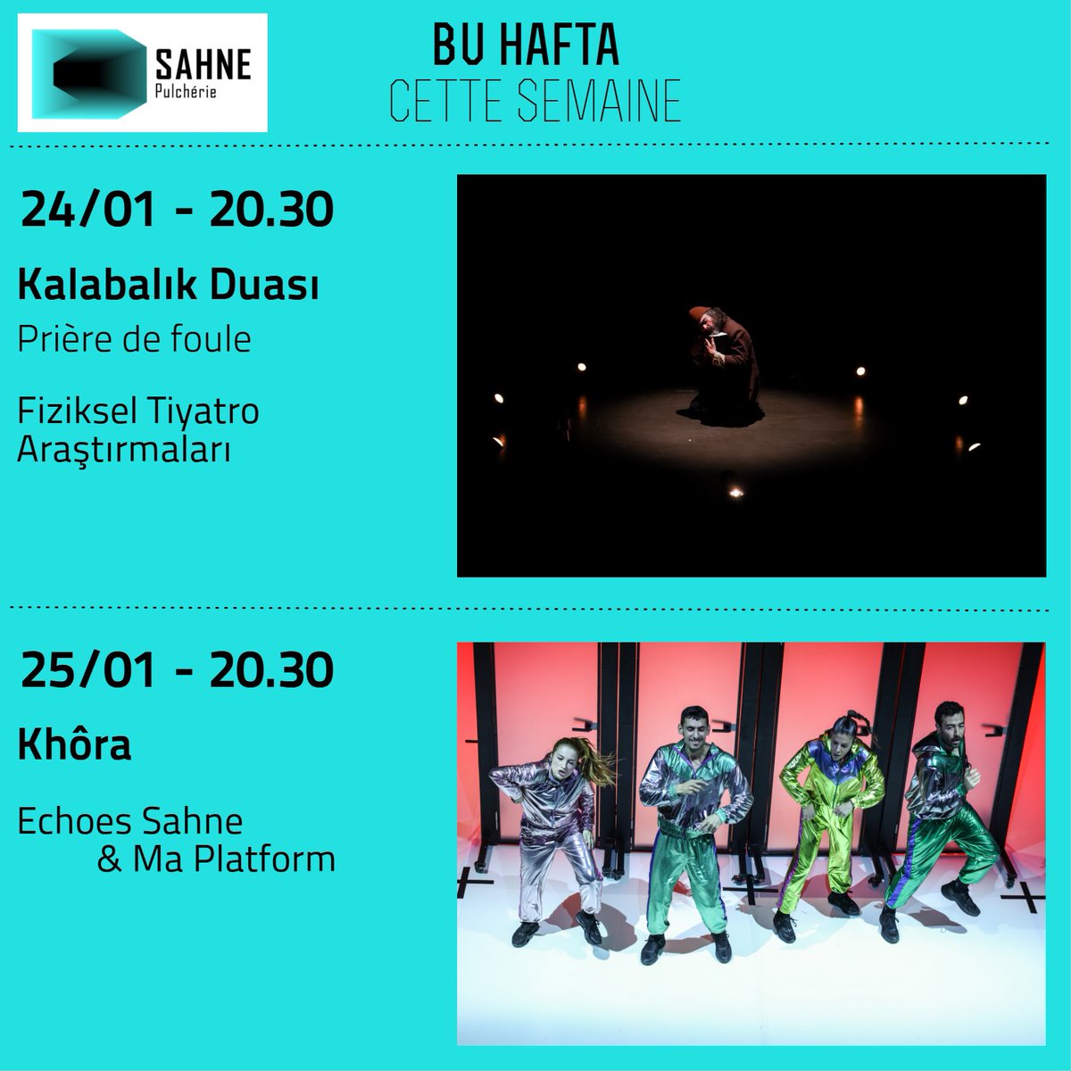 Bu hafta Sahne Pulchérie’de! Biletler <a href="/tiyatrolarcomtr/">tiyatrolarcomtr</a> | Cette semaine à Sahne Pulchérie ! <a href="/fizikseltiyatro/">FTA</a> <a href="/echoessahne/">Echoes Sahne</a>