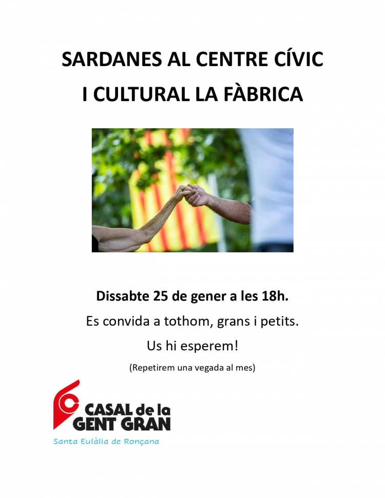 🎶 Ball de sardanes de la Colla de sardanes del Casal de la Gent Gran

📌 Dissabte a les 18 a La Fàbrica #SantaEulàliadeRonçana