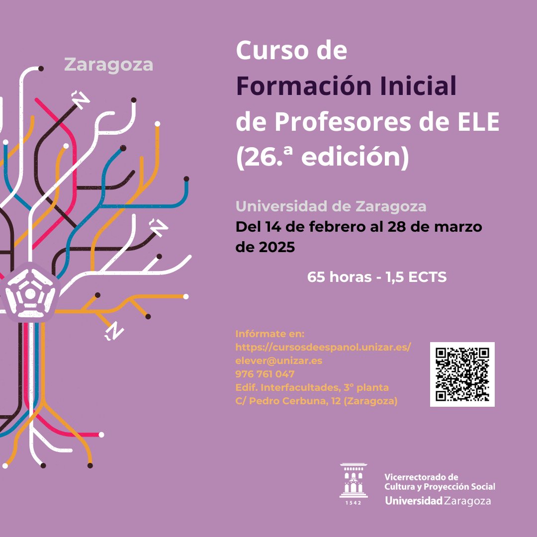 Ya está abierto el plazo de matriculación para la 26.ª edición del #Curso de Formación Inicial de profesores de español como lengua extranjera (#ELE). El curso transcurrirá del 14 de febrero al 28 de marzo.

Consta de 65 horas y tiene reconocidos 1,5 ECTS. Más información en
