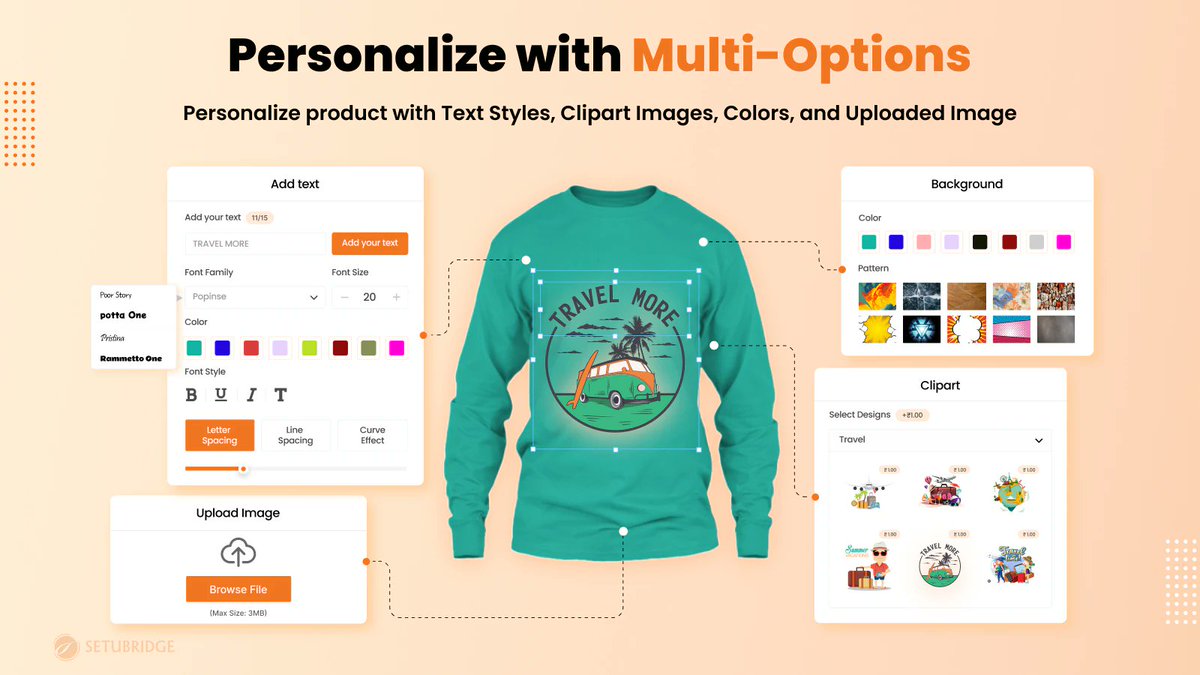 SetuBridgeApps's tweet image. Craft your success by allowing your customers to  personalize any product on your store with our product personalizer apps.shopify.com/product-design…  

#productpersonalizer #productpersonalization #productcustomizer #customproduct