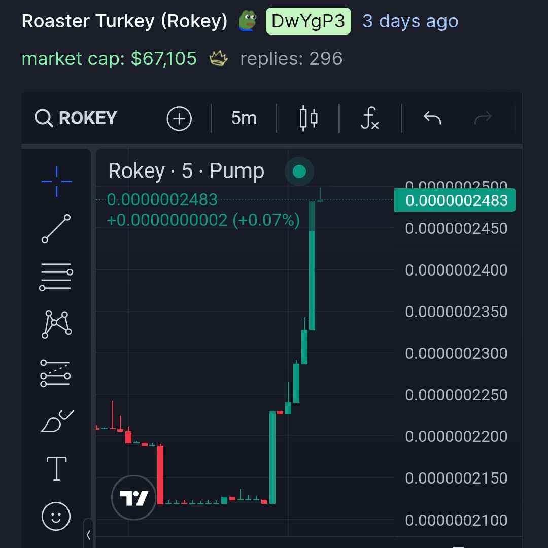 rokey_sol's tweet photo. 🦃📈 CAN'T BELIEVE $ROKEY IS ON THE MOVE! 🚀🔥
The charts look tempting, and the pump is REAL. Don't blink - this turkey is flying higher! 🌕✨
#ROKEY #CryptoVibes #ToTheMoon https://t.co/ZfOQ4KAyO7