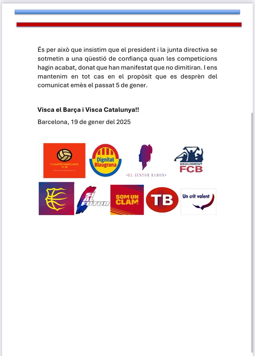 No aceptamos que nadie reparta carnets de buen barcelonismo. Estimem el Barça como el que más y no dejaremos de dar nuestra opinión y criticar lo que creamos conveniente para mejorar el club.
🔵🔴 FORÇA BARÇA‼️